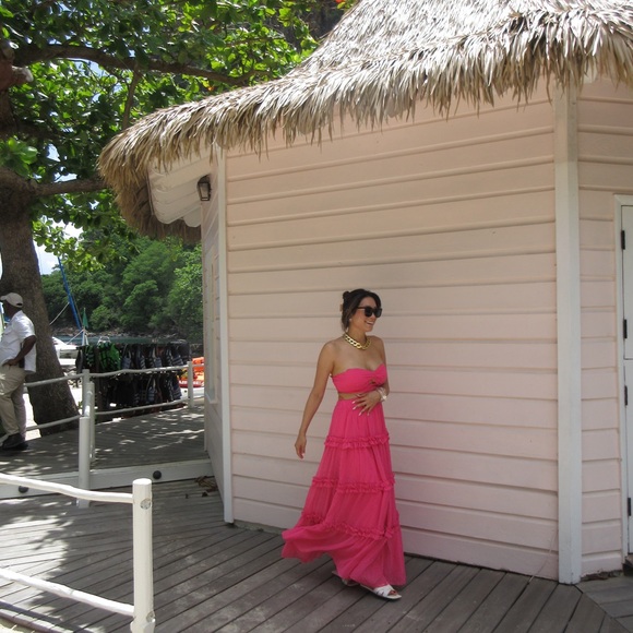 Pink Dress Two Piece Skirt and Tube Top - Picture 3 of 4